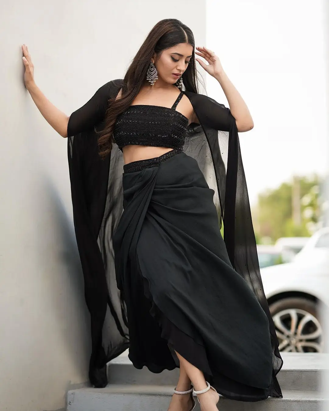 Telugu Girl Rashi Singh Stills in Black Lehenga Choli